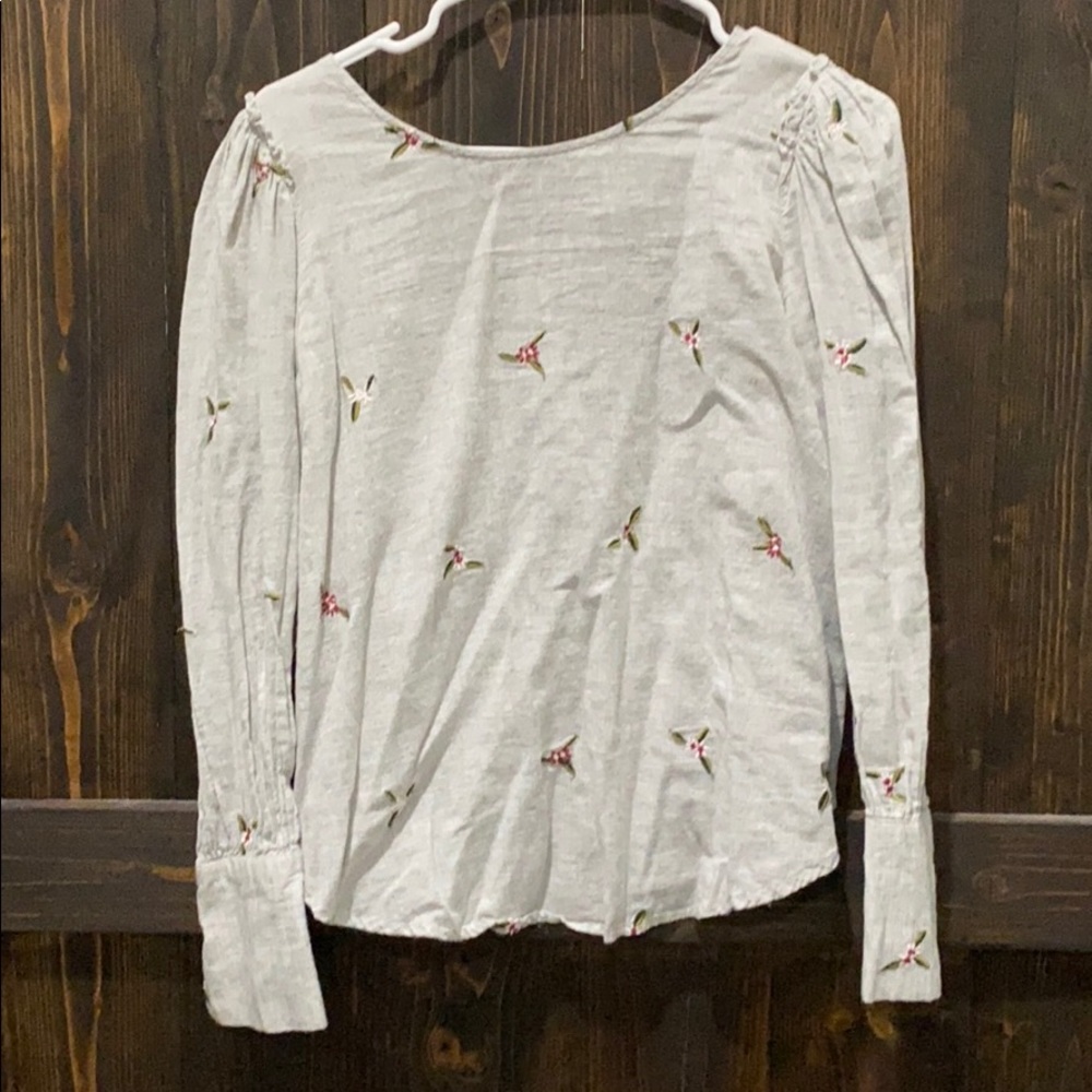 Gray floral blouse